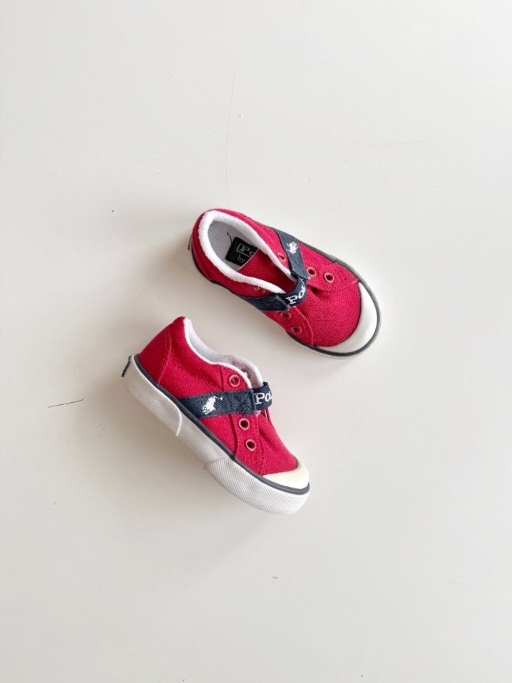 Kids' POLO RALPH LAUREN Gardener Red Canvas Low Top Sneakers, Size 5/21